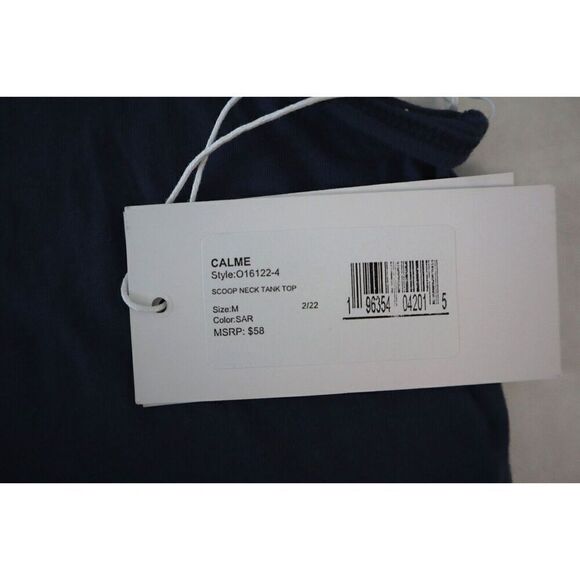 Calme x Johnny Was O16122-4 Women's Sz M Blue Scoop Neck Cotton Tank Top - Picture 3 of 6